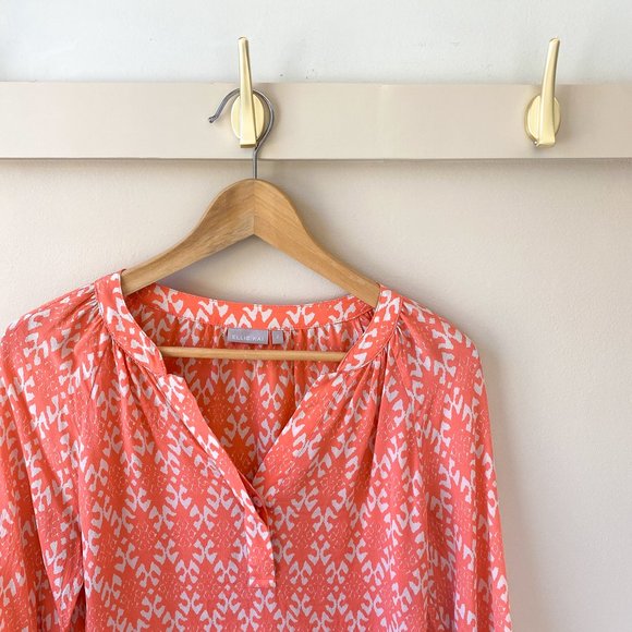 Ellie Kai Coral Pattern 3/4 Sleeve Button Down Blouse | Like New! - Picture 8 of 9